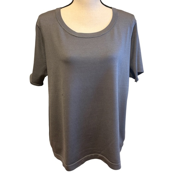 Jones New York Sweater Grey Silk Blend Pullover Short Sleeves Soft Plus size 2X - Picture 1 of 14